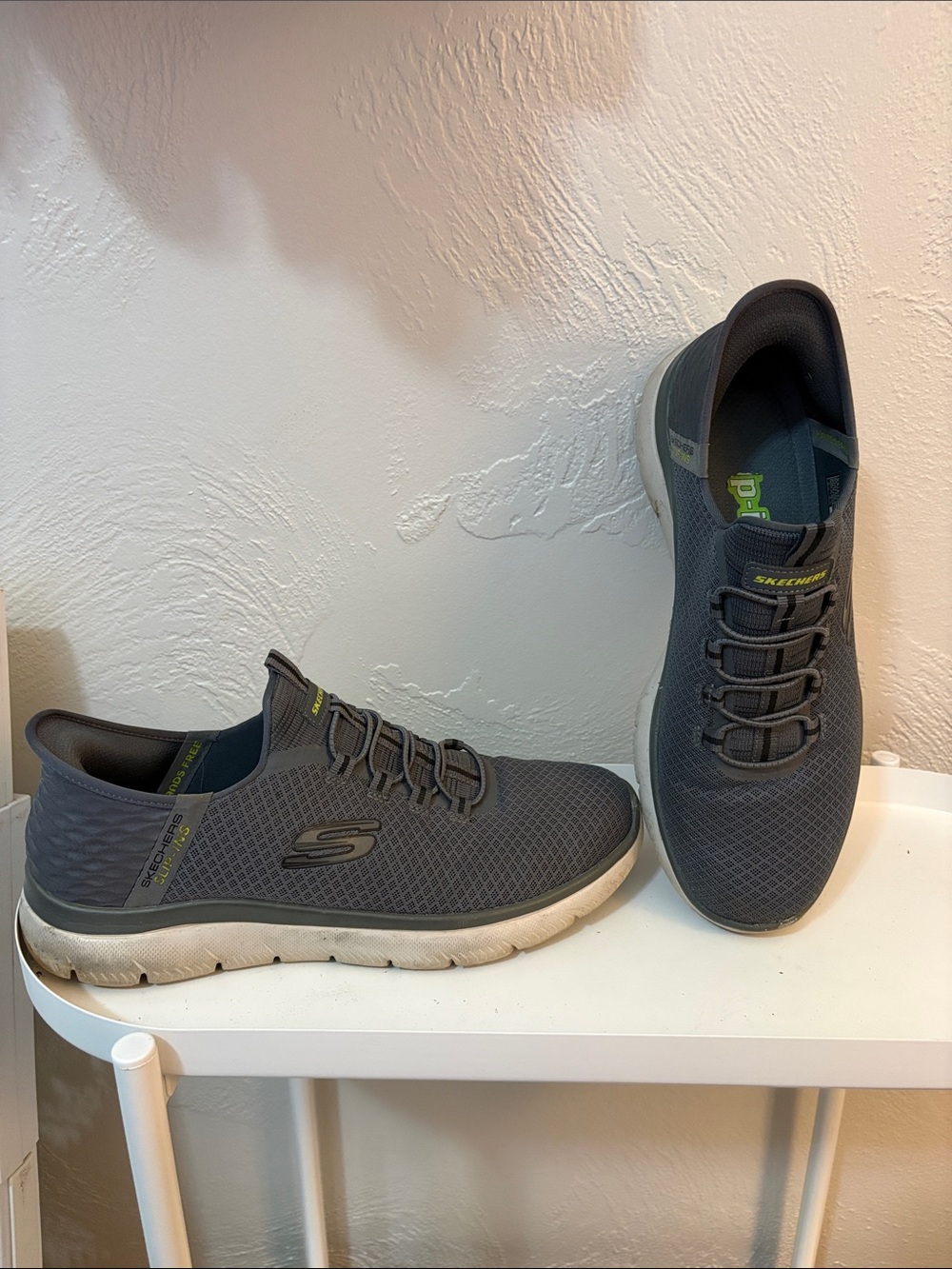 Skechers Men's Gray Slip-On Athletic Sneakers with White Sole